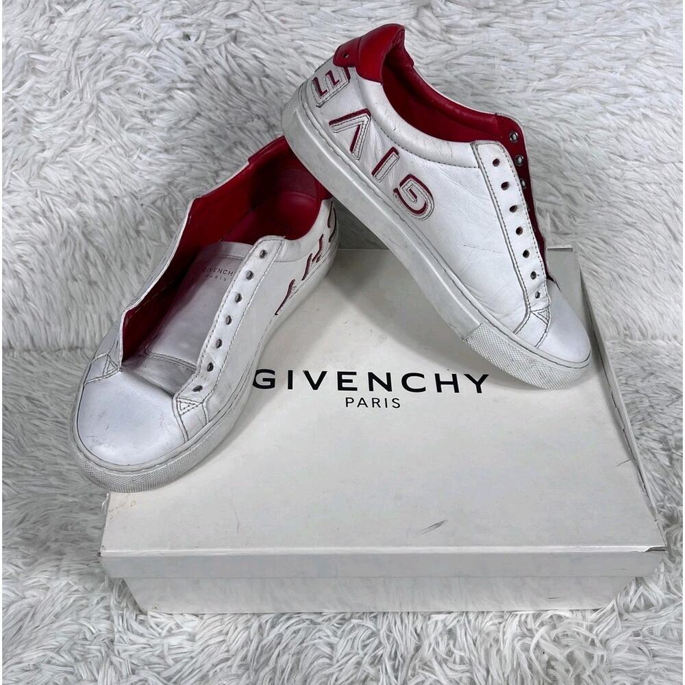 Givenchy Shoes Womens Size 7 EU 37 White Red Urban Street Low Leather BE0003E0DF